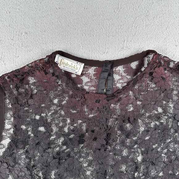 50s Frederick’s of Hollywood Black Sheer Cotton Lace Tank Top Small‎ Burlesque - Picture 7 of 16